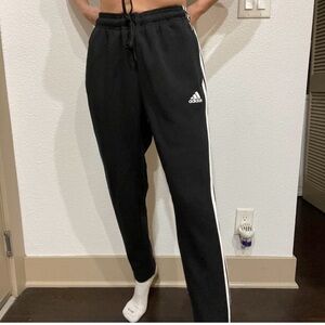 adidas Black Track Pants with White Stripes